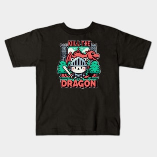 kill the dragon - cat knight Kids T-Shirt